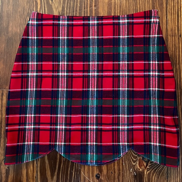 VINEYARD VINES Tartan Plaid Scallop Mini Skirt Wool Holiday - Picture 2 of 9